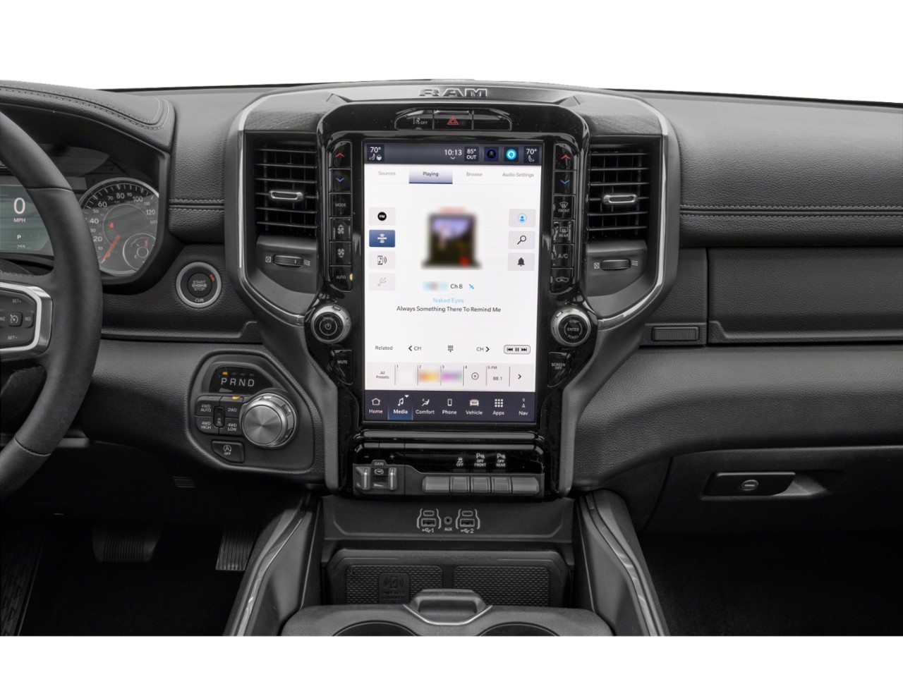 Large vertical touchscreen and modern dashboard controls