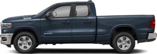 Side profile of a dark-colored Quad Cab Short pickup truck