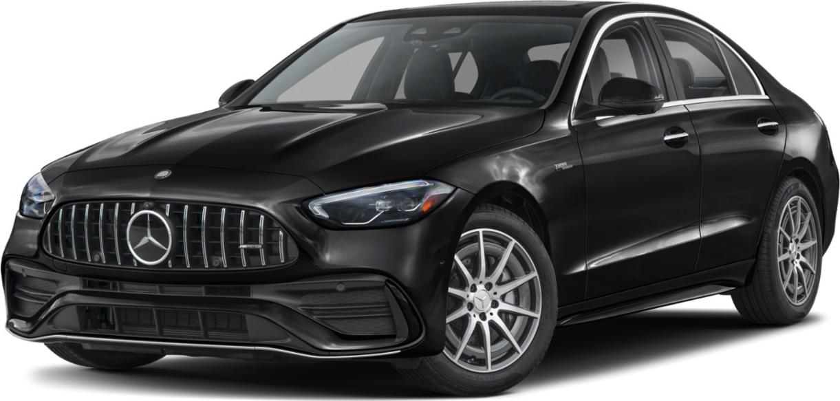 Front view of a luxury sedan with vertical grille and sleek LED headlights