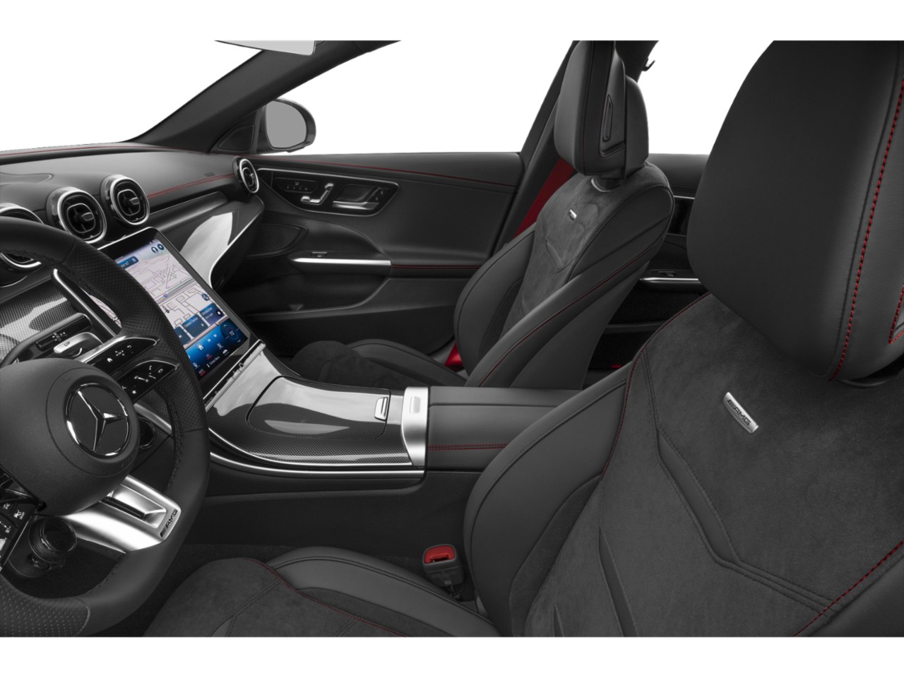 Luxury interior with AMG sport seats and advanced cockpit design