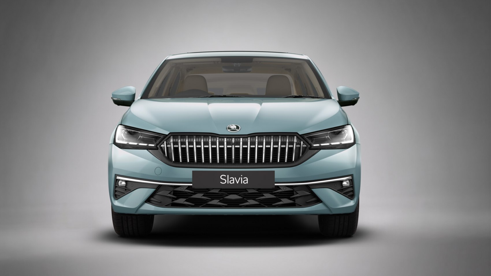 Facelift front grille and sleek headlights of a sedan