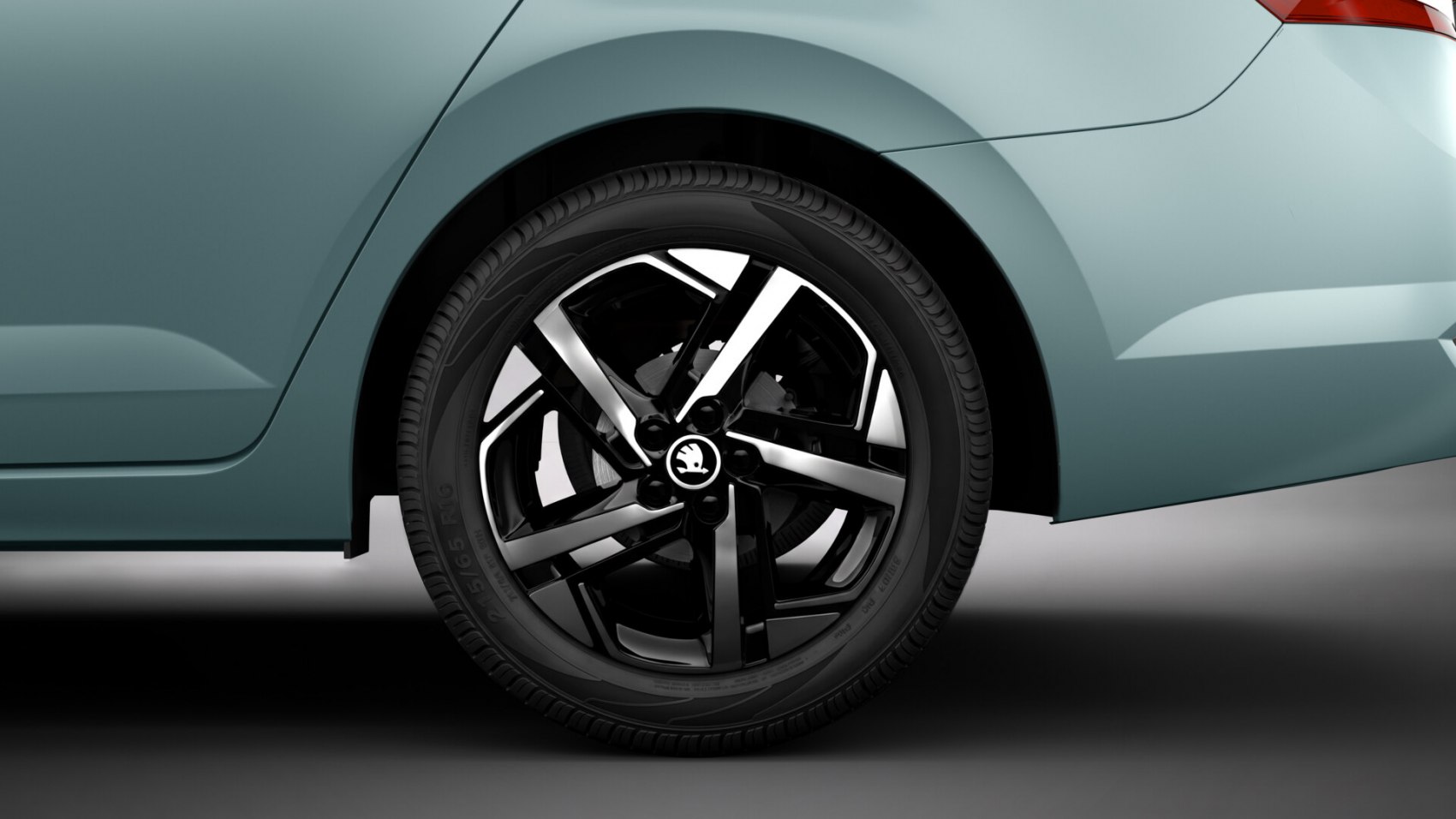 Close-up of 2027 Skoda Slavia facelift alloy wheel with sporty two-tone rim