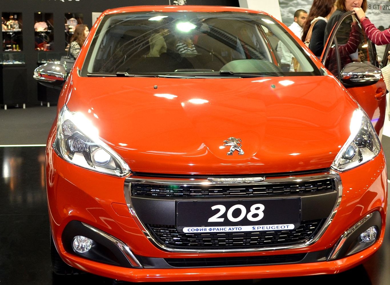 Close-up front view with distinct headlights and grille