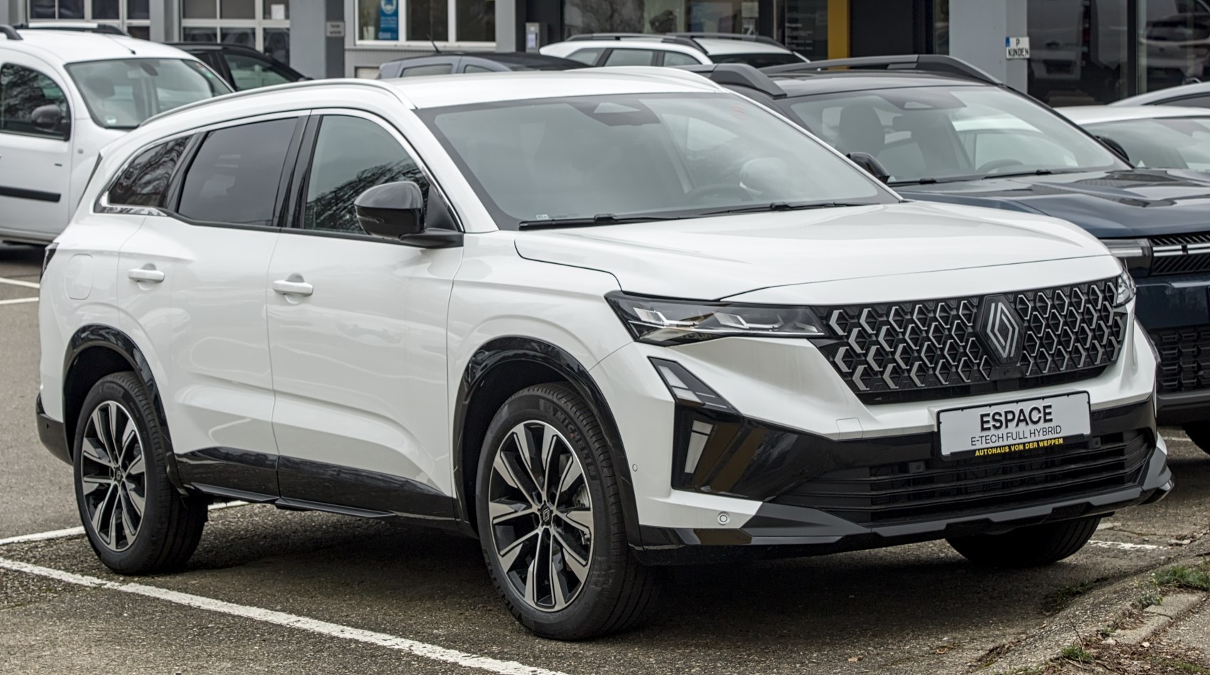Front grille and LED headlights of a modern hybrid SUV