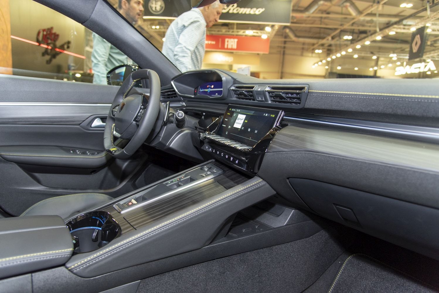 Digital dashboard and touchscreen center console in modern car interior