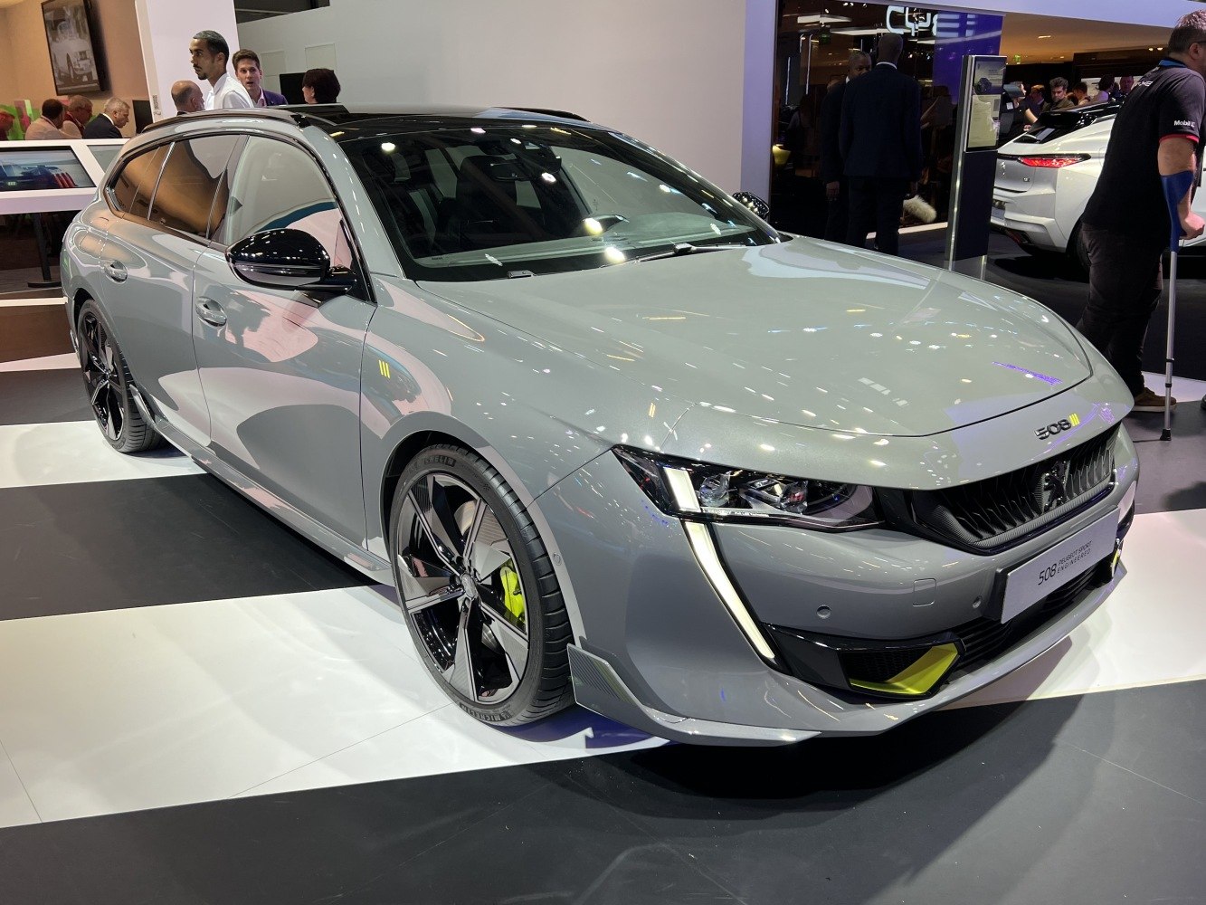 Modern sports wagon with aggressive front design and black alloy wheels