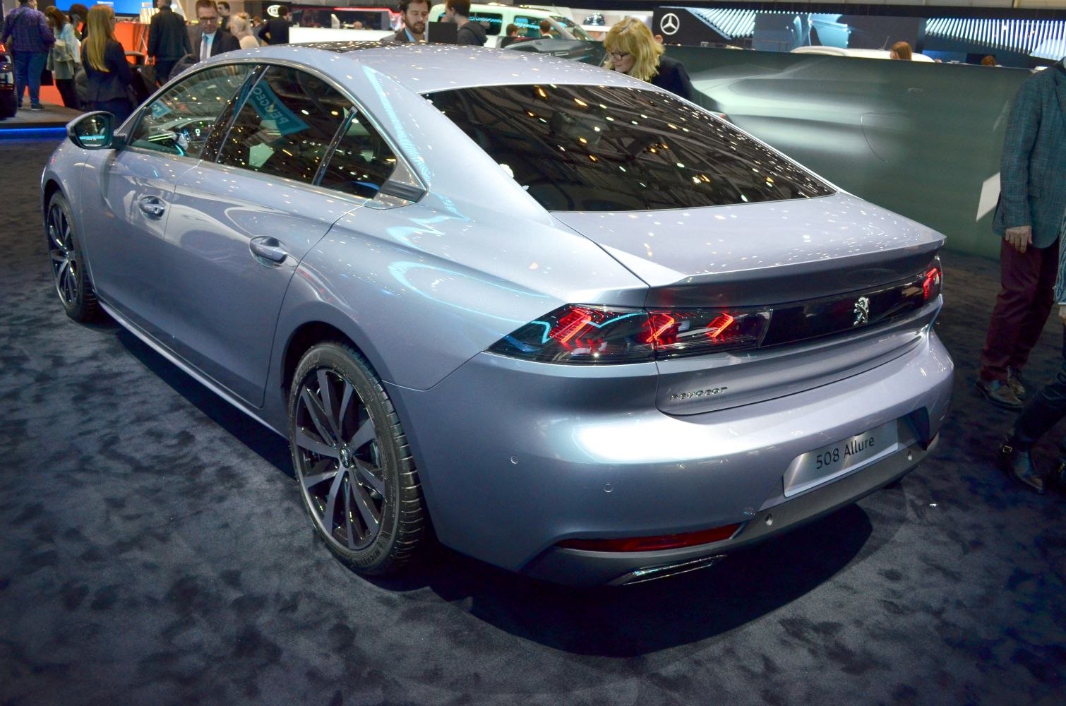 Rear design and LED tail lights of a modern sedan