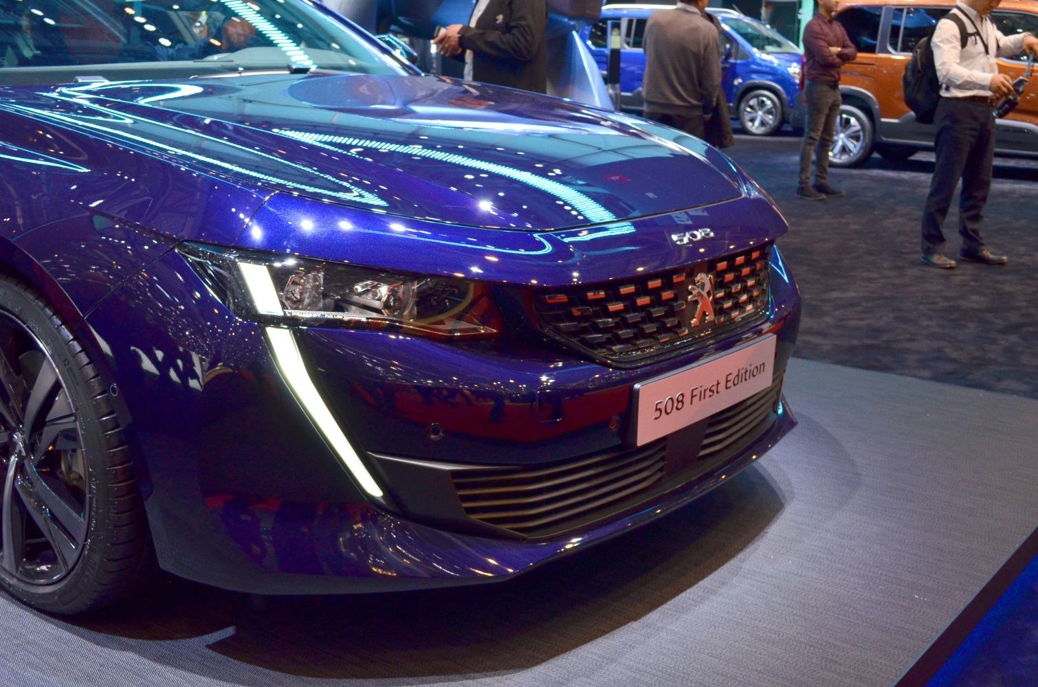 LED daytime running lights and front grille close-up