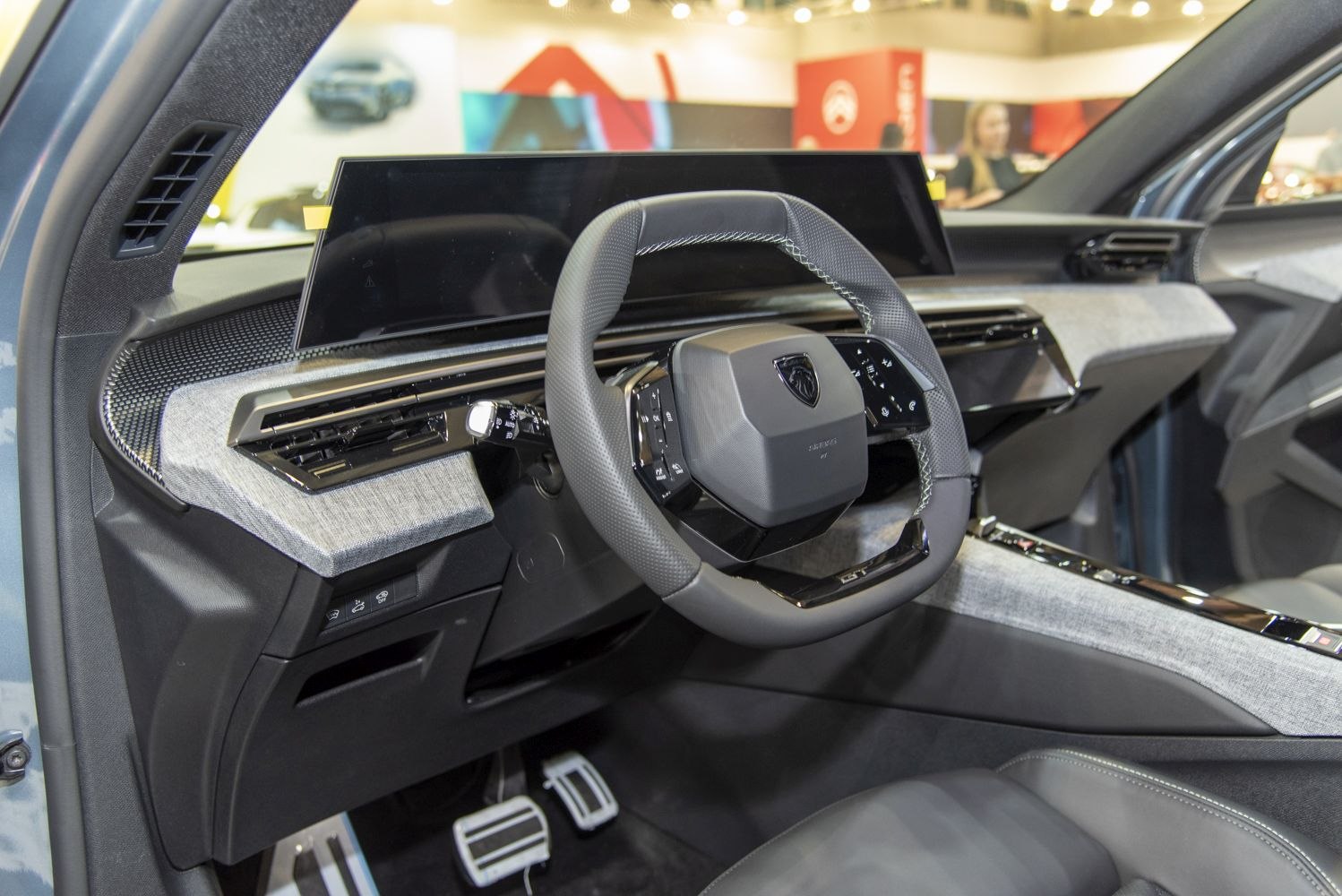 Digital dashboard and modern steering wheel with control buttons