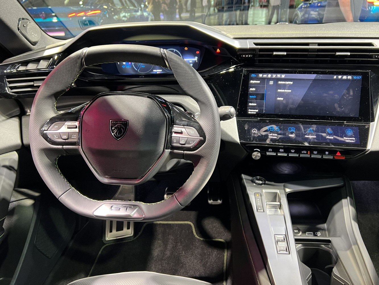 Digital dashboard and multifunction steering wheel in premium vehicle interior