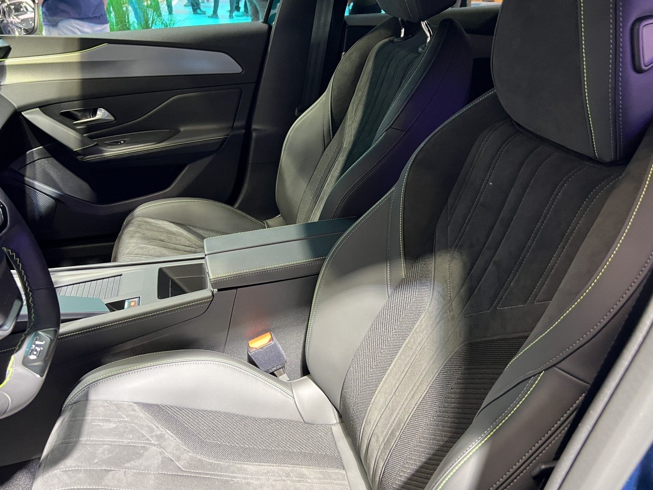 Front seats and center console of a modern crossover interior