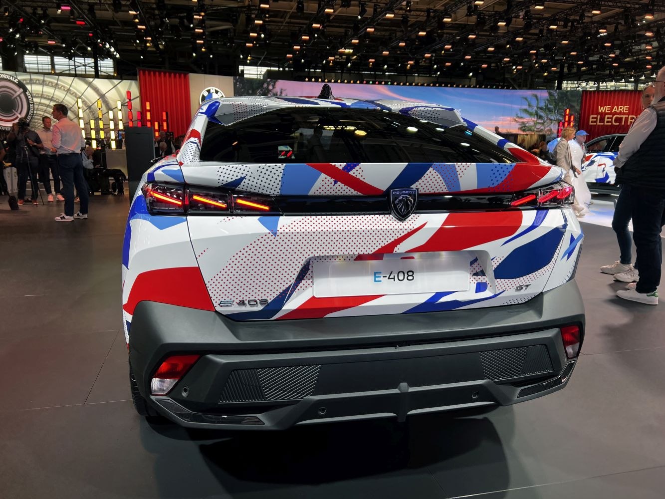 Rear view with LED taillights and bold color patterns