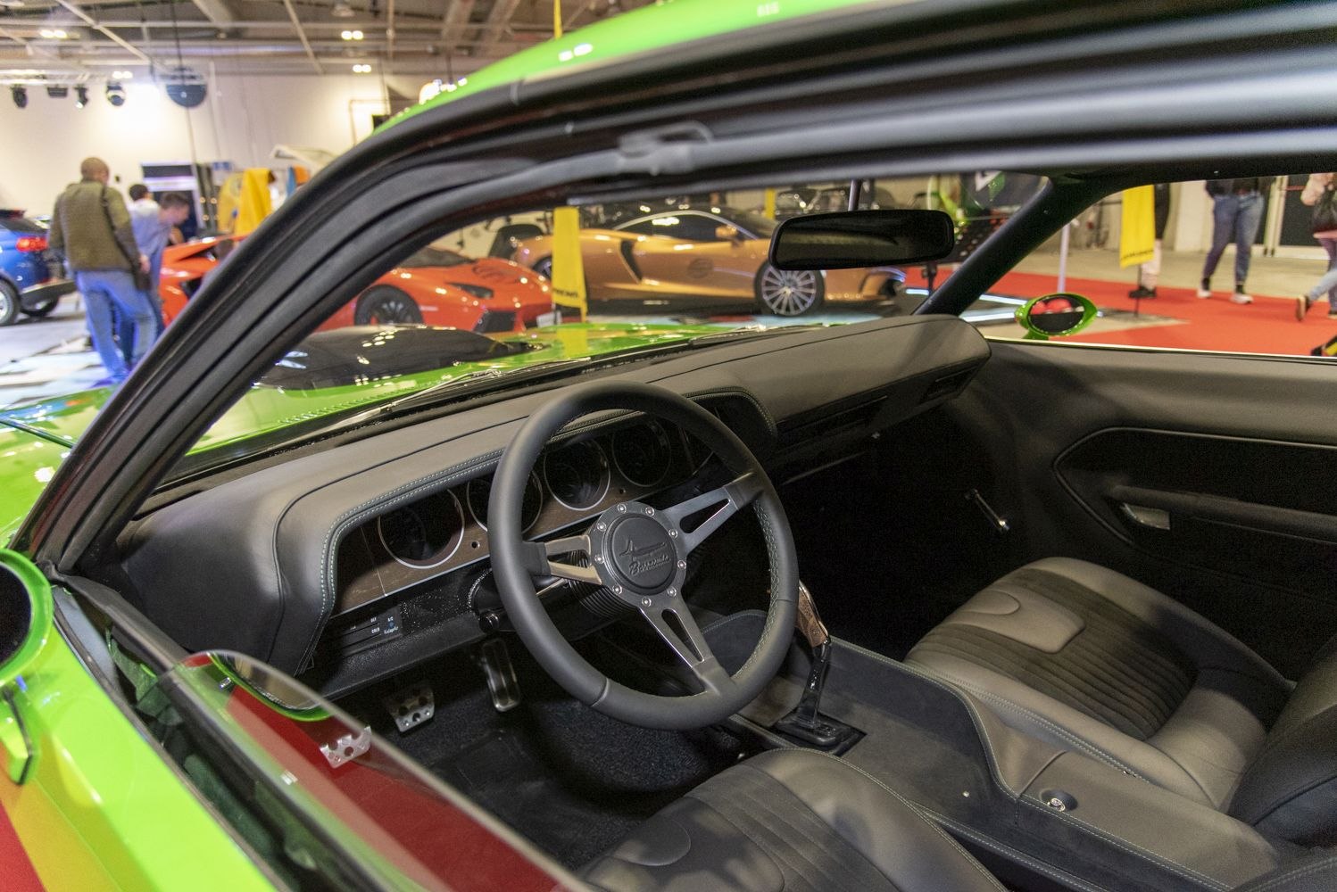 Driver's side interior with steering wheel and dashboard