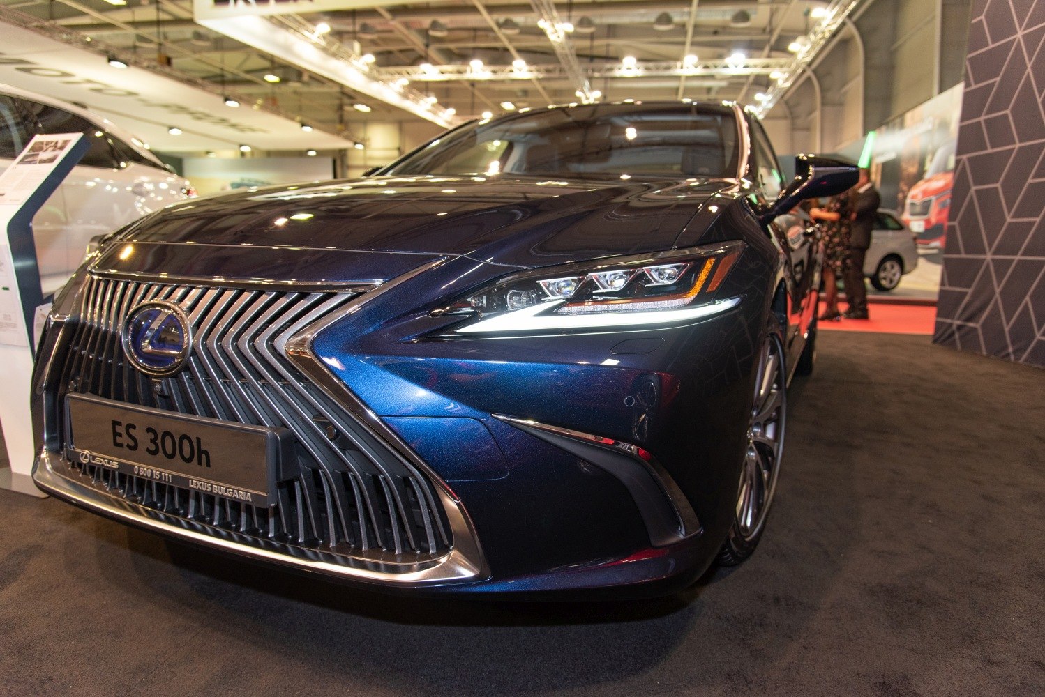 Close-up of front spindle grille and LED headlights