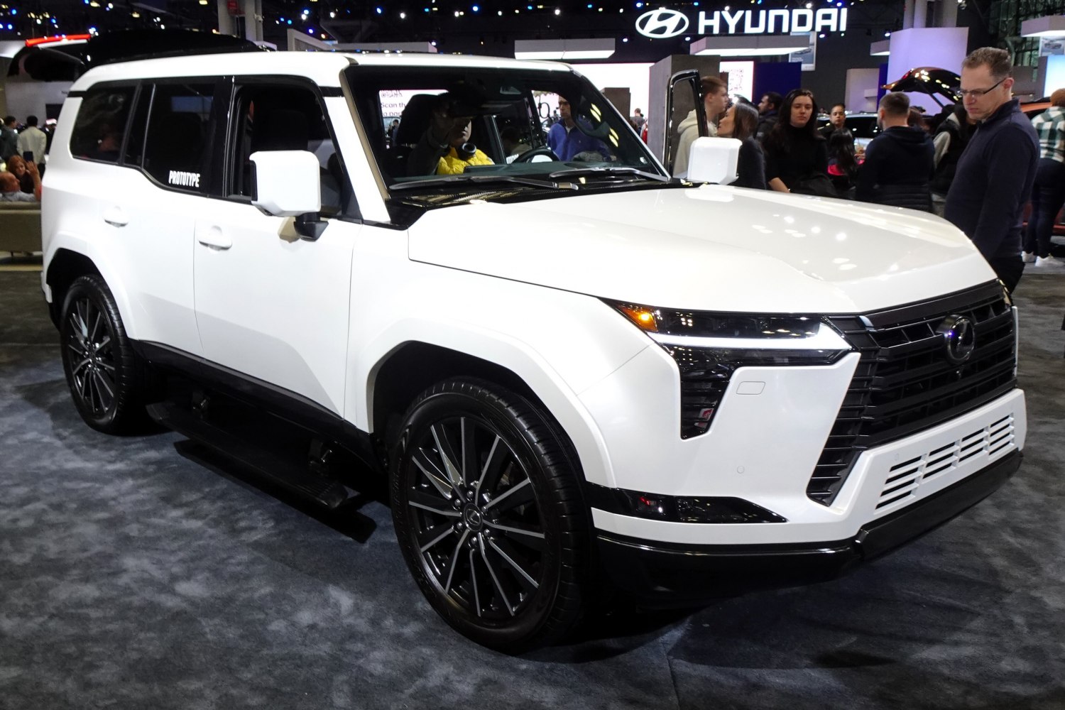 Angular front side view with LED headlights and black grille