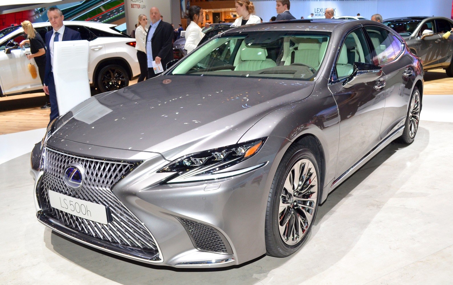Sleek front grille with LED headlights and luxury wheels