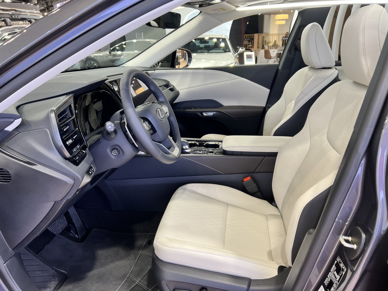 Luxury car interior with premium seats and advanced dashboard