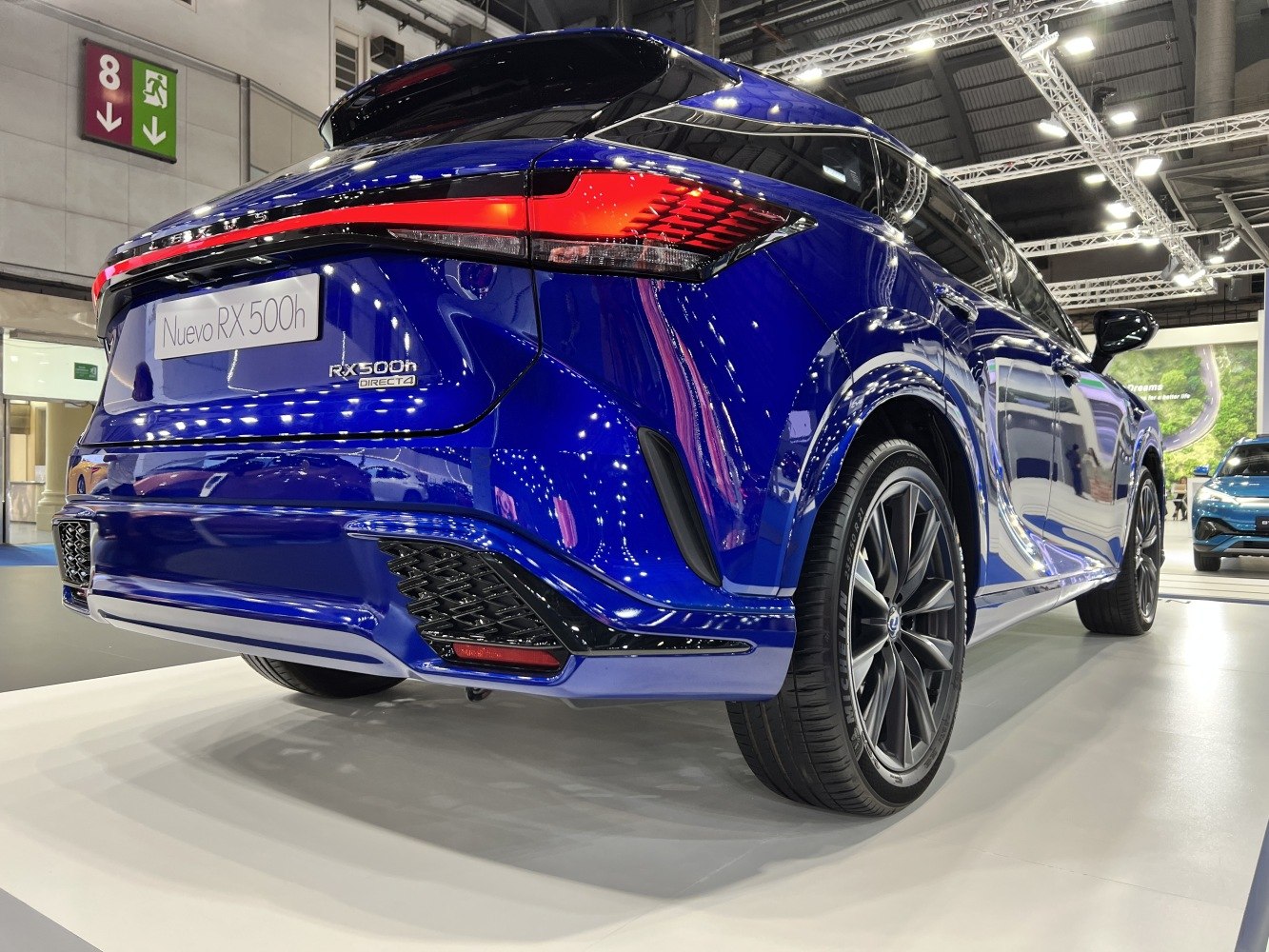 Rear view with LED tail lights and sporty alloy wheels