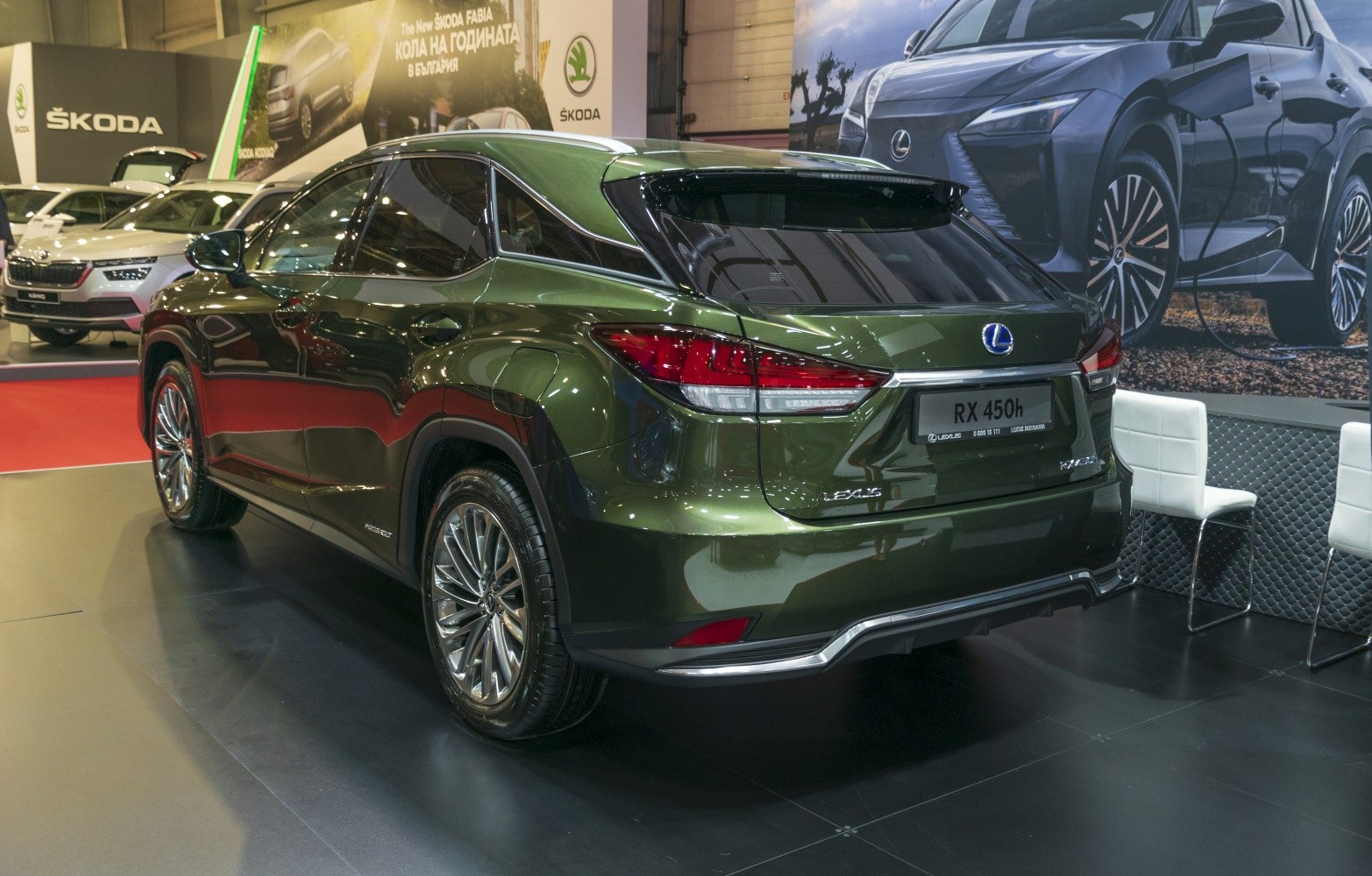 Rear view of SUV with distinctive tail lights and polished alloy wheels