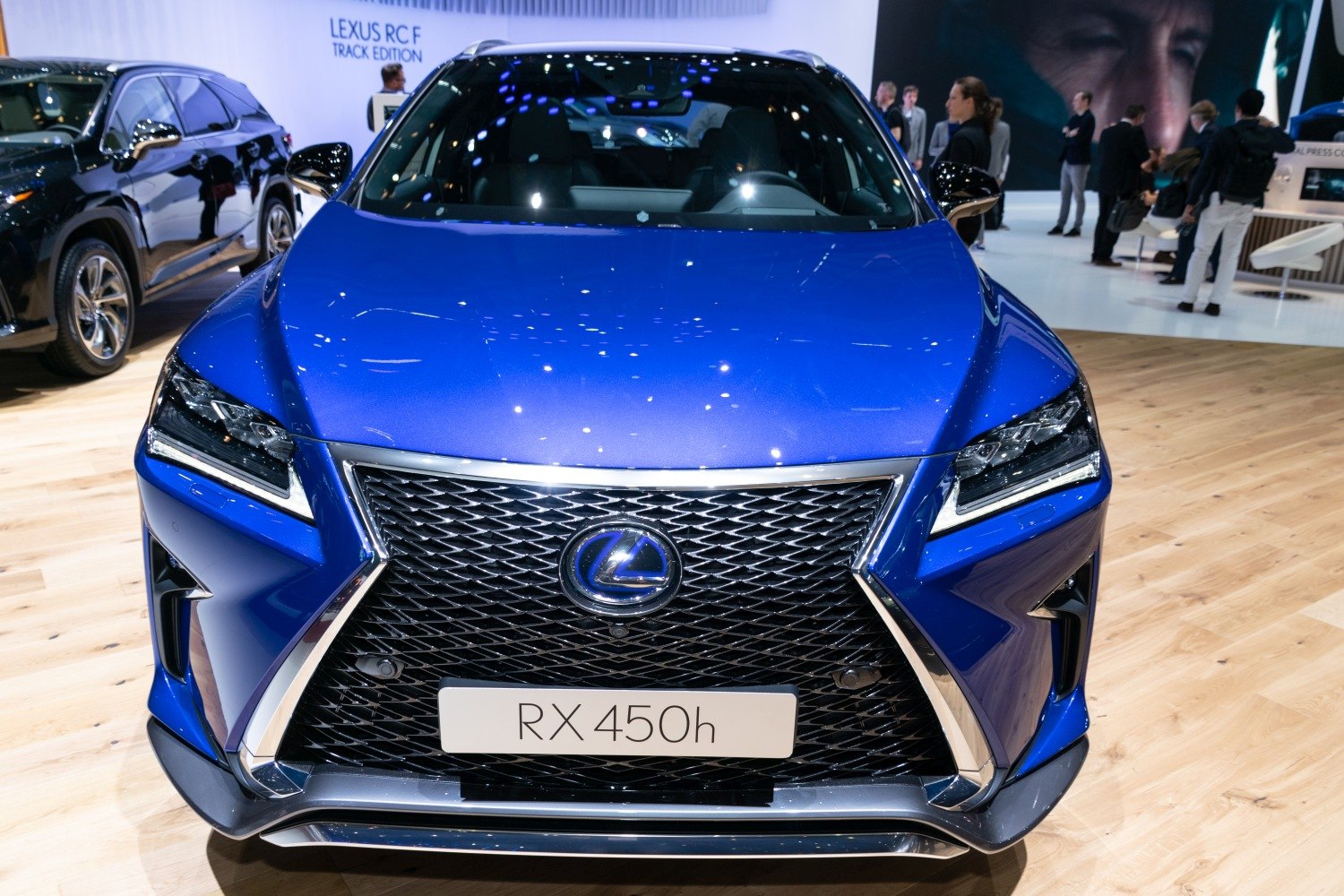 Front grille and LED headlights of a modern luxury SUV