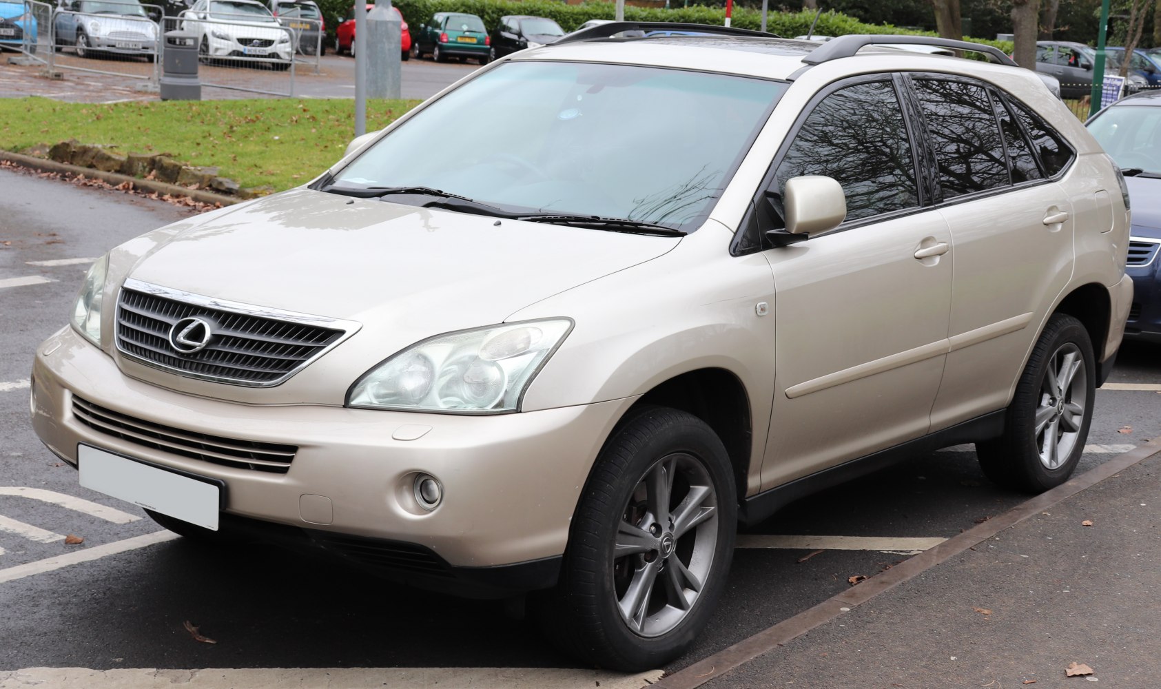 Front left side view of SUV with distinct grille and headlights