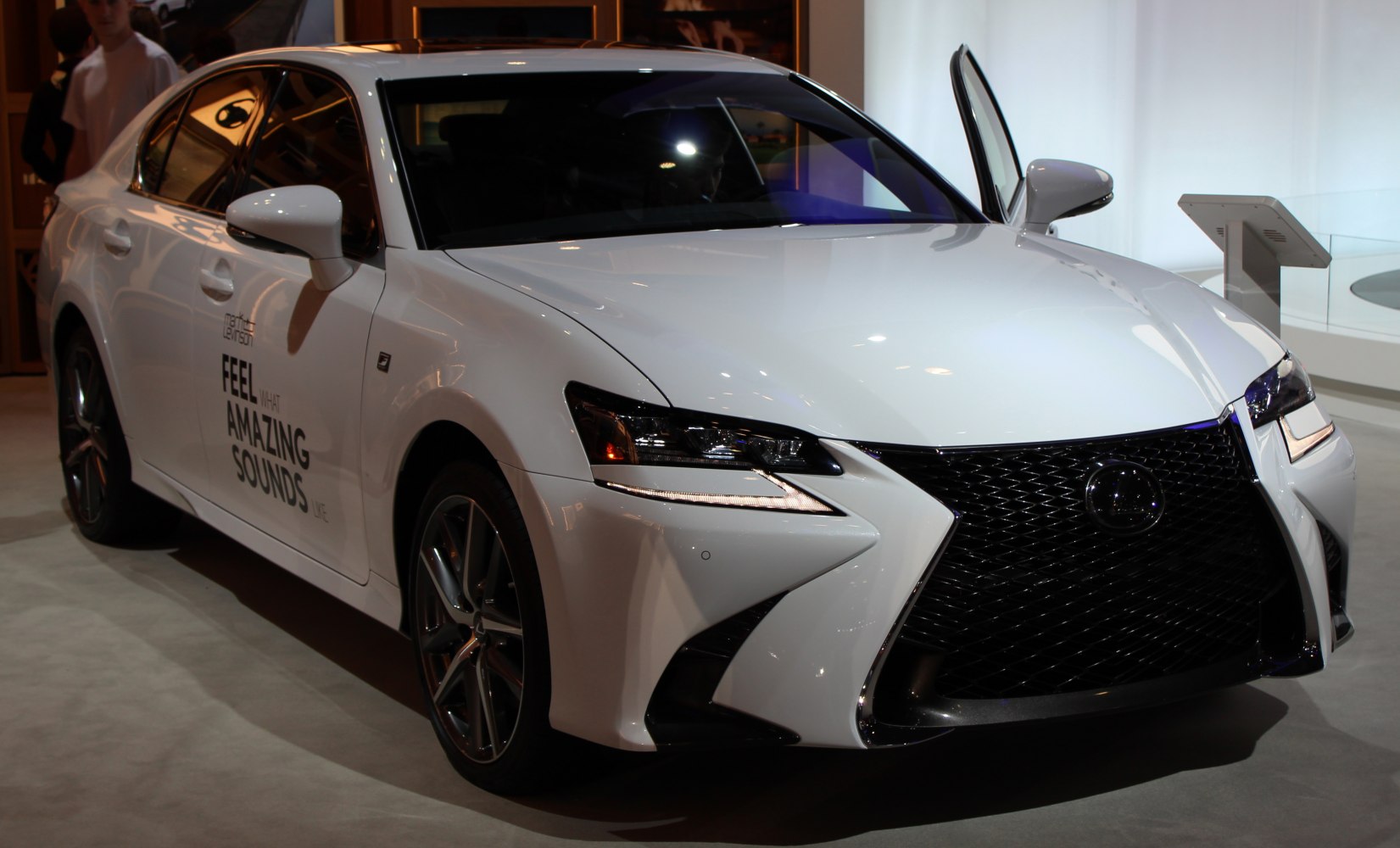 Luxury sedan with spindle grille and sharp LED headlights