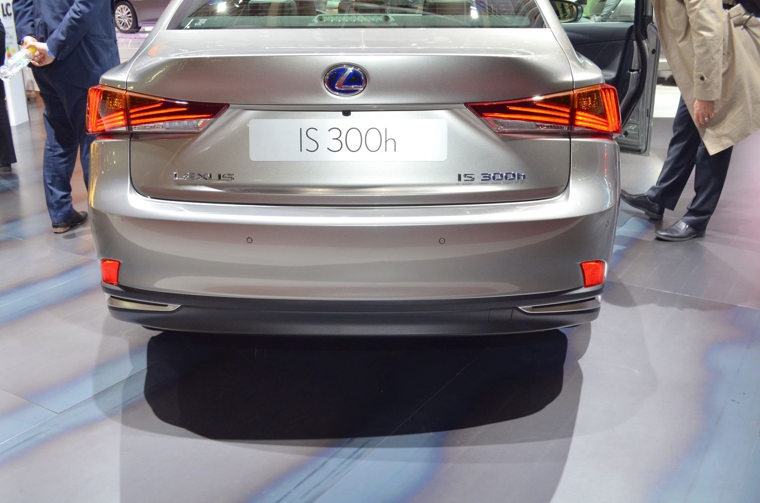 Rear view with LED tail lights and IS 300h badge