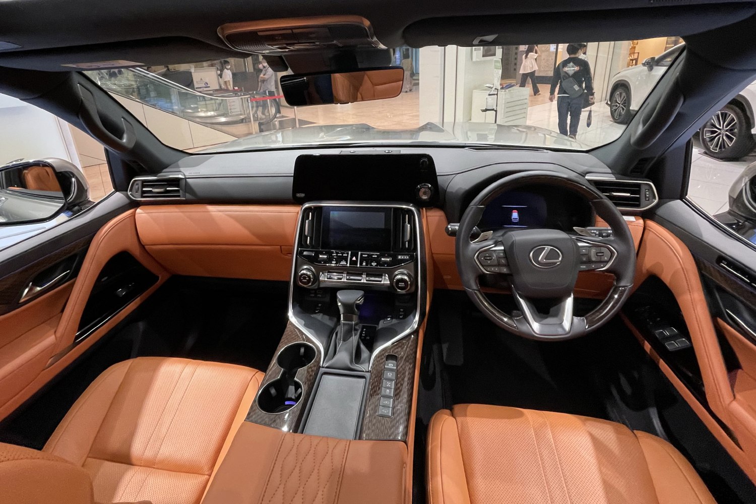 Luxury dashboard and brown leather seats interior
