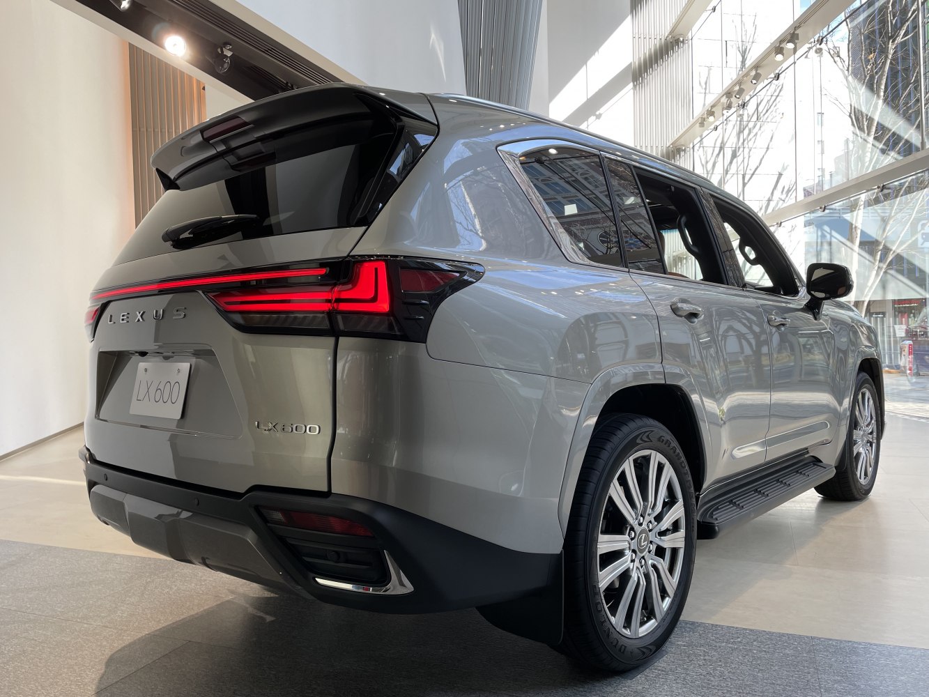 Rear view of an SUV with distinctive LED tail lights and alloy wheels.