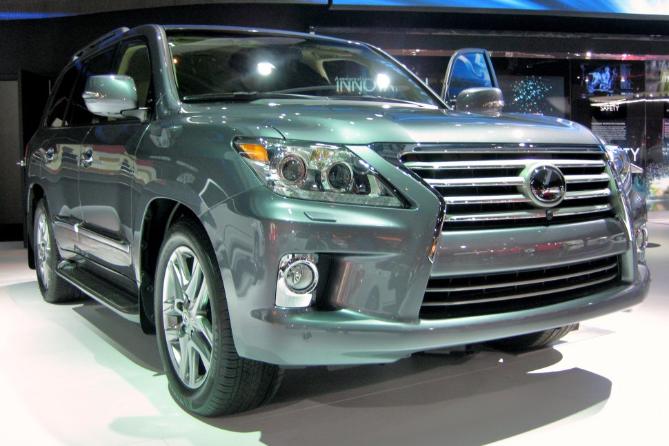 Front grille and headlight cluster with fog lights on luxury SUV