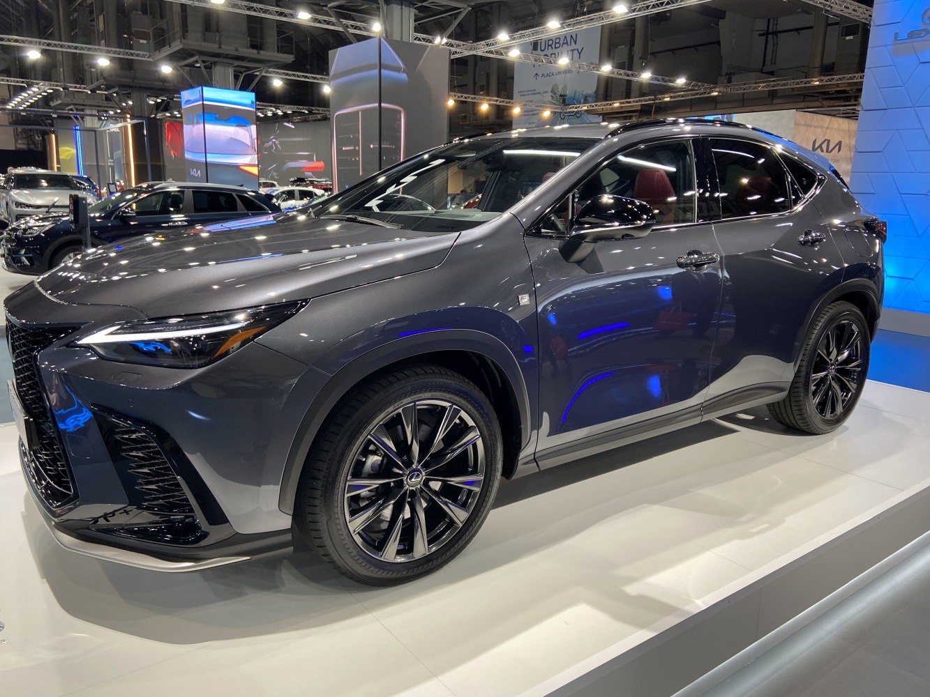 Front side view of SUV with alloy wheels and sleek design