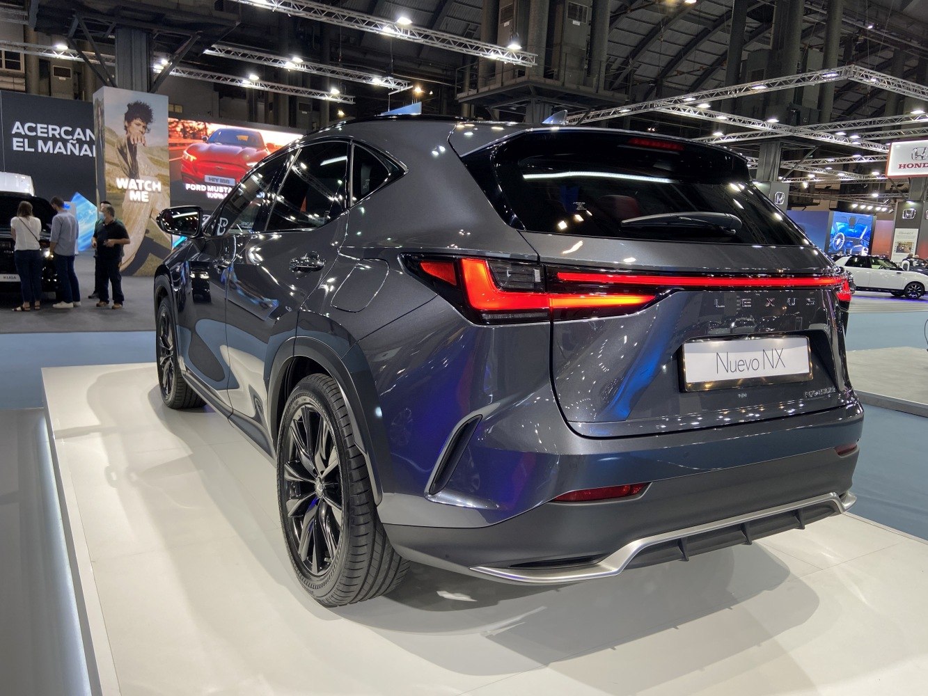 Rear LED tail lights and sporty rear bumper of a modern SUV