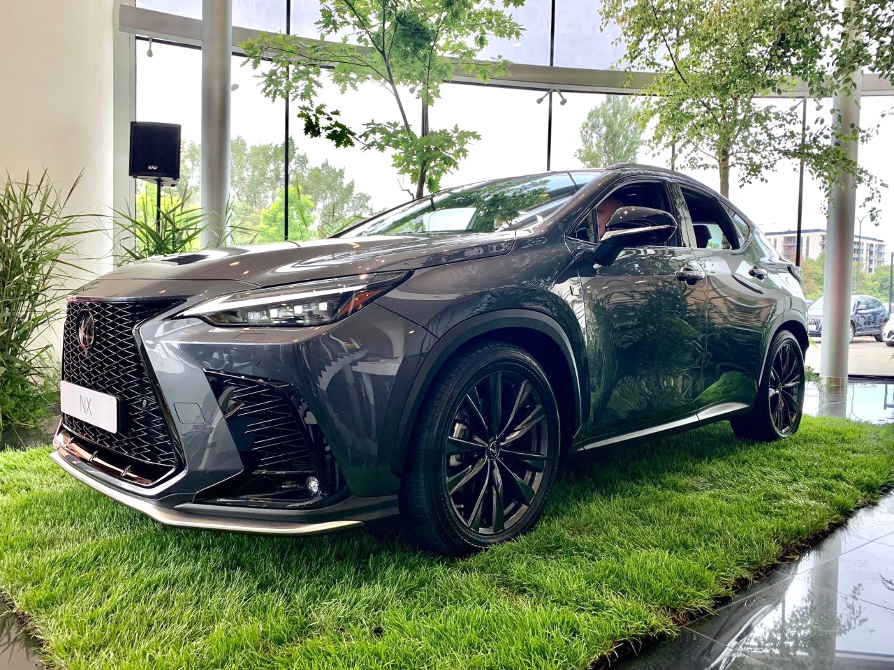 Sharp LED headlights with aerodynamic front and sporty grille design