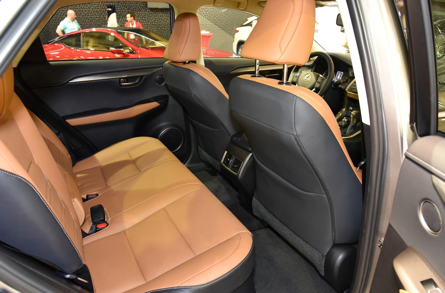 Rear cabin interior with leather seats and rear air vents