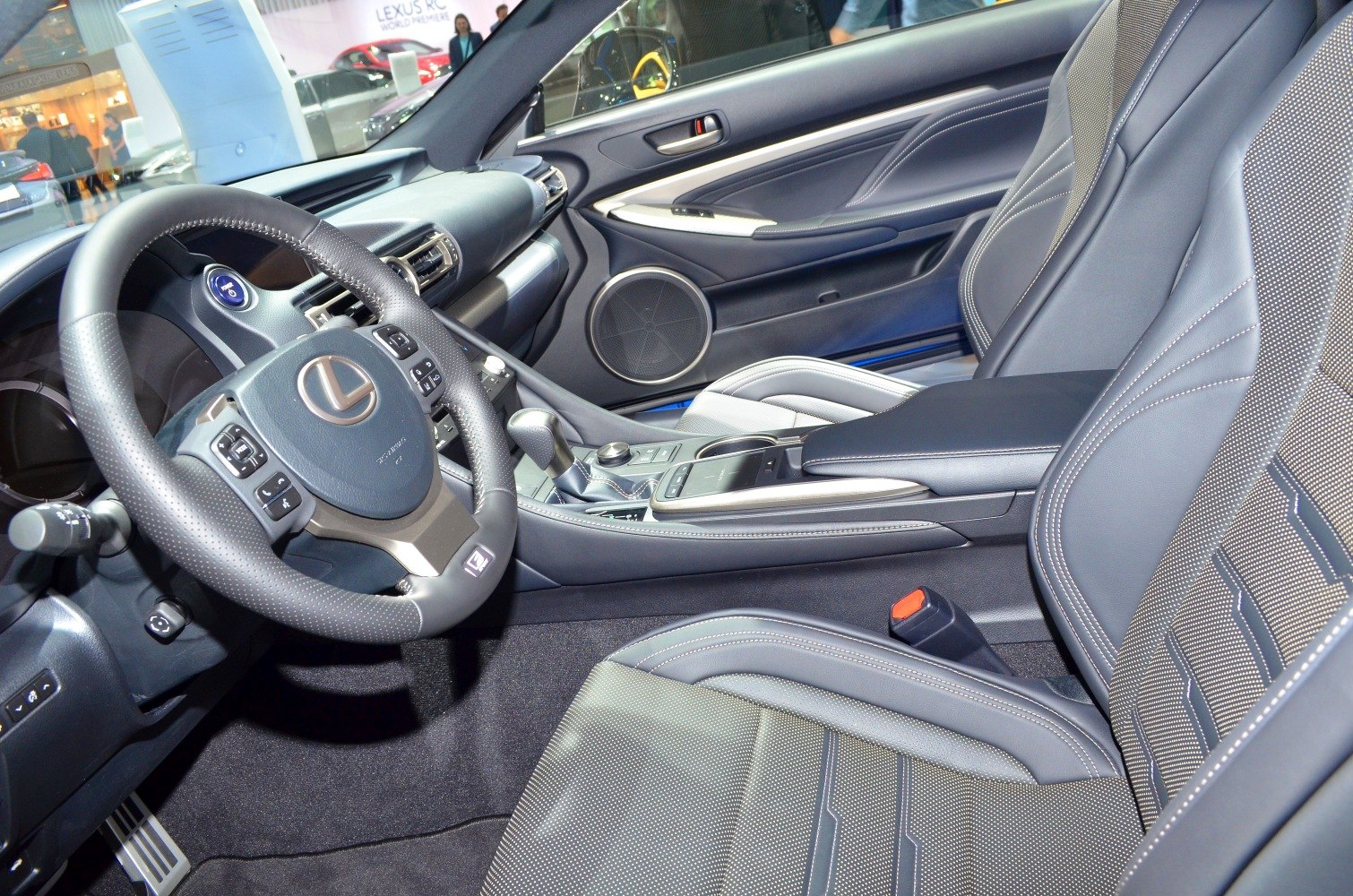 Luxury leather seats and detailed steering wheel inside a high-end vehicle