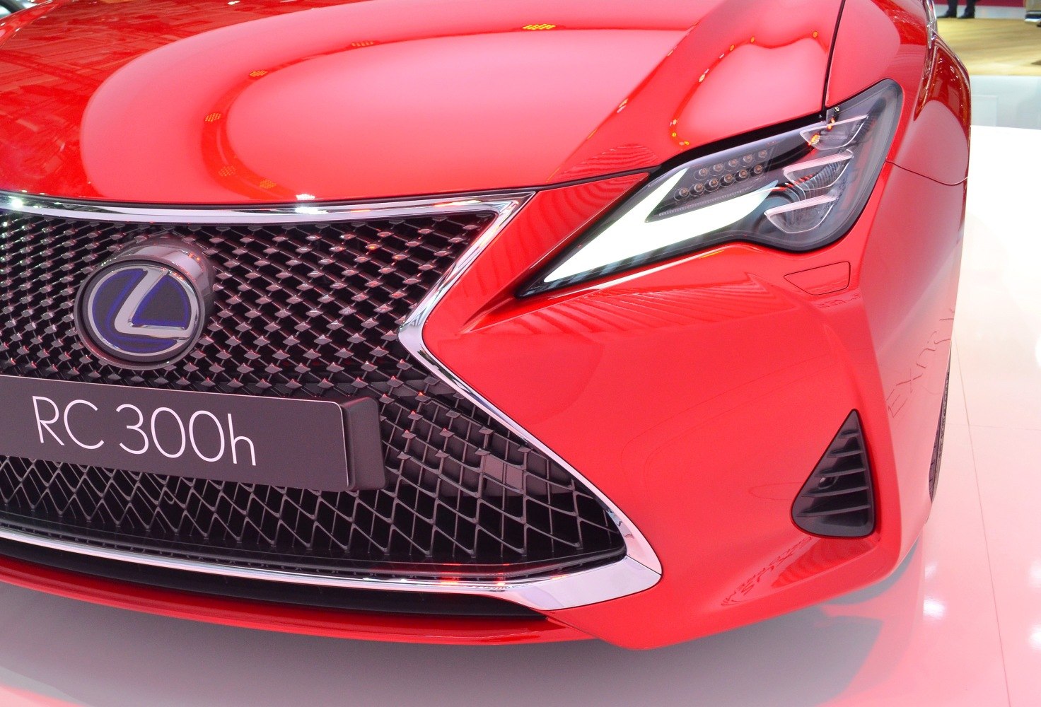 Close-up of front grille and LED headlight design