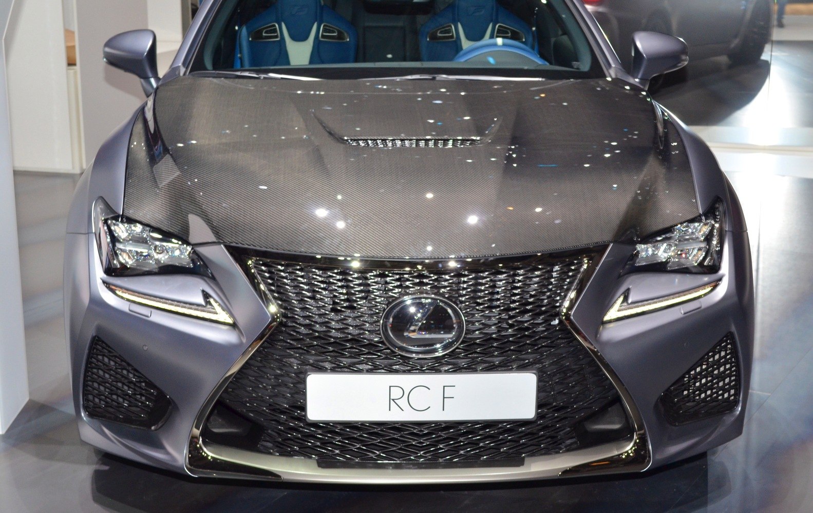 Front with carbon fiber hood and aggressive spindle grille