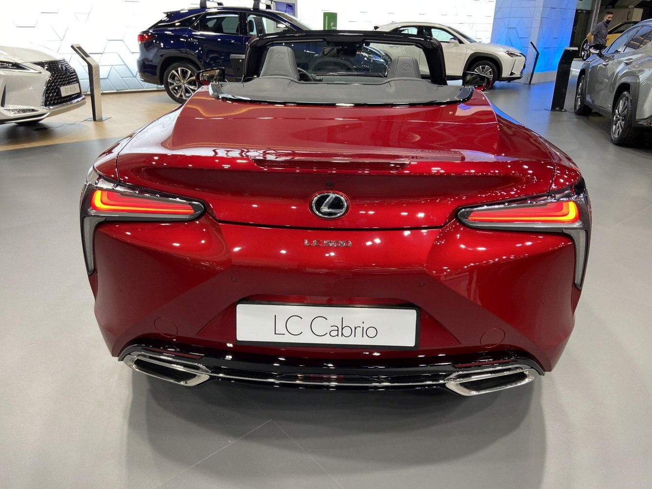 Rear view highlighting LED tail lights and dual chrome exhaust tips.