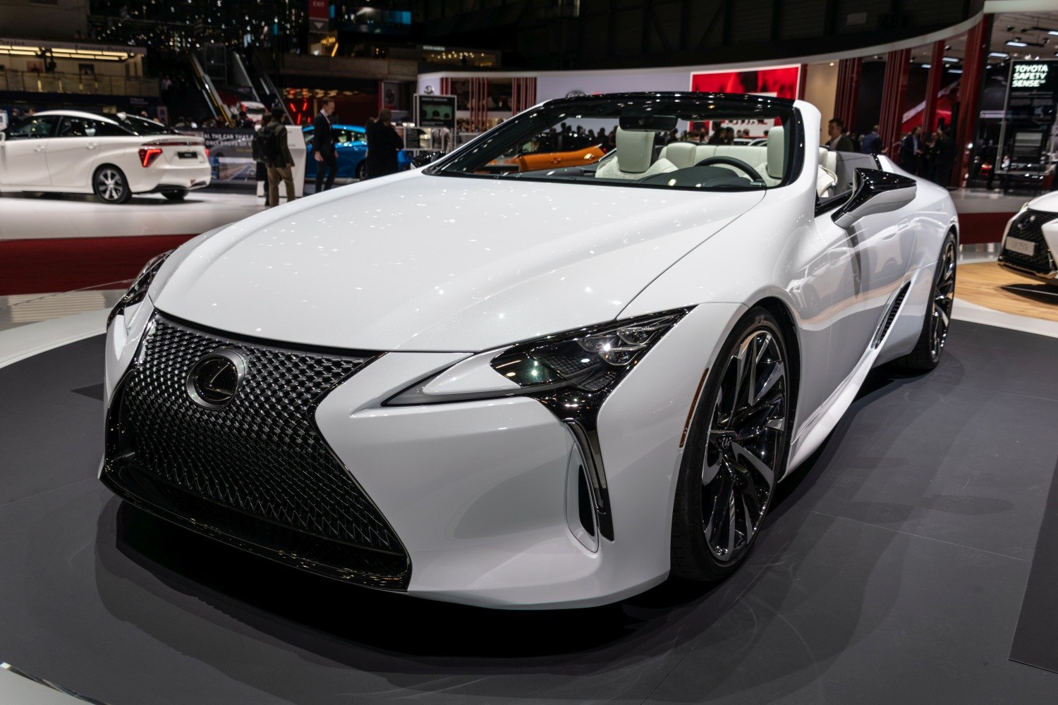 White convertible with prominent spindle grille and sharp LED headlights