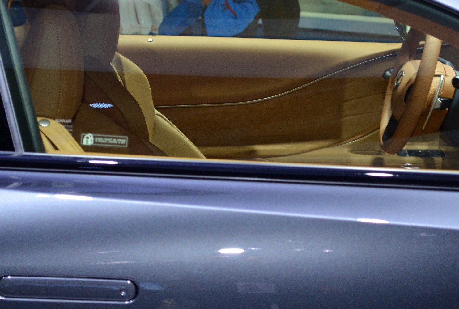 Luxury brown leather interior seats and door trim