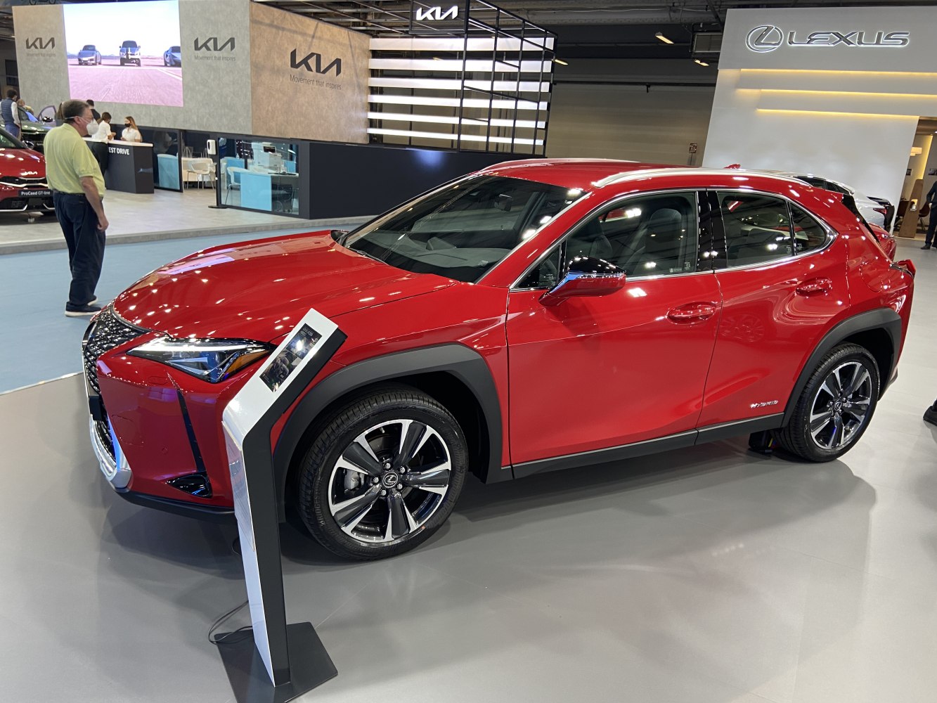 Sharp LED headlights and stylish alloy wheels on a red compact luxury SUV