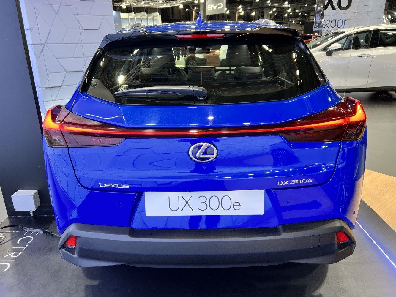Rear hatch view with LED tail lights and sporty bumper design