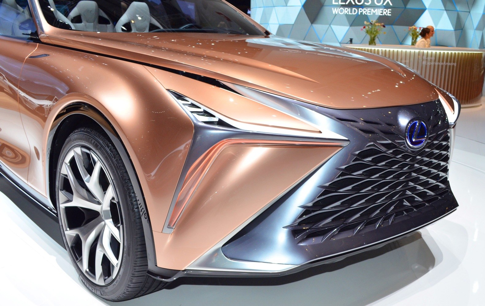 Futuristic front grille and sharp headlight design