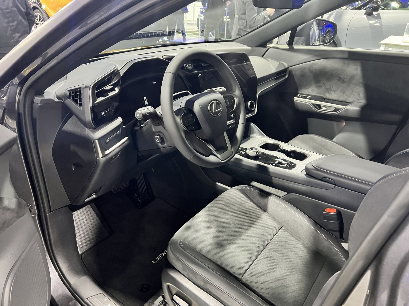 Modern car interior with sleek dashboard and steering wheel