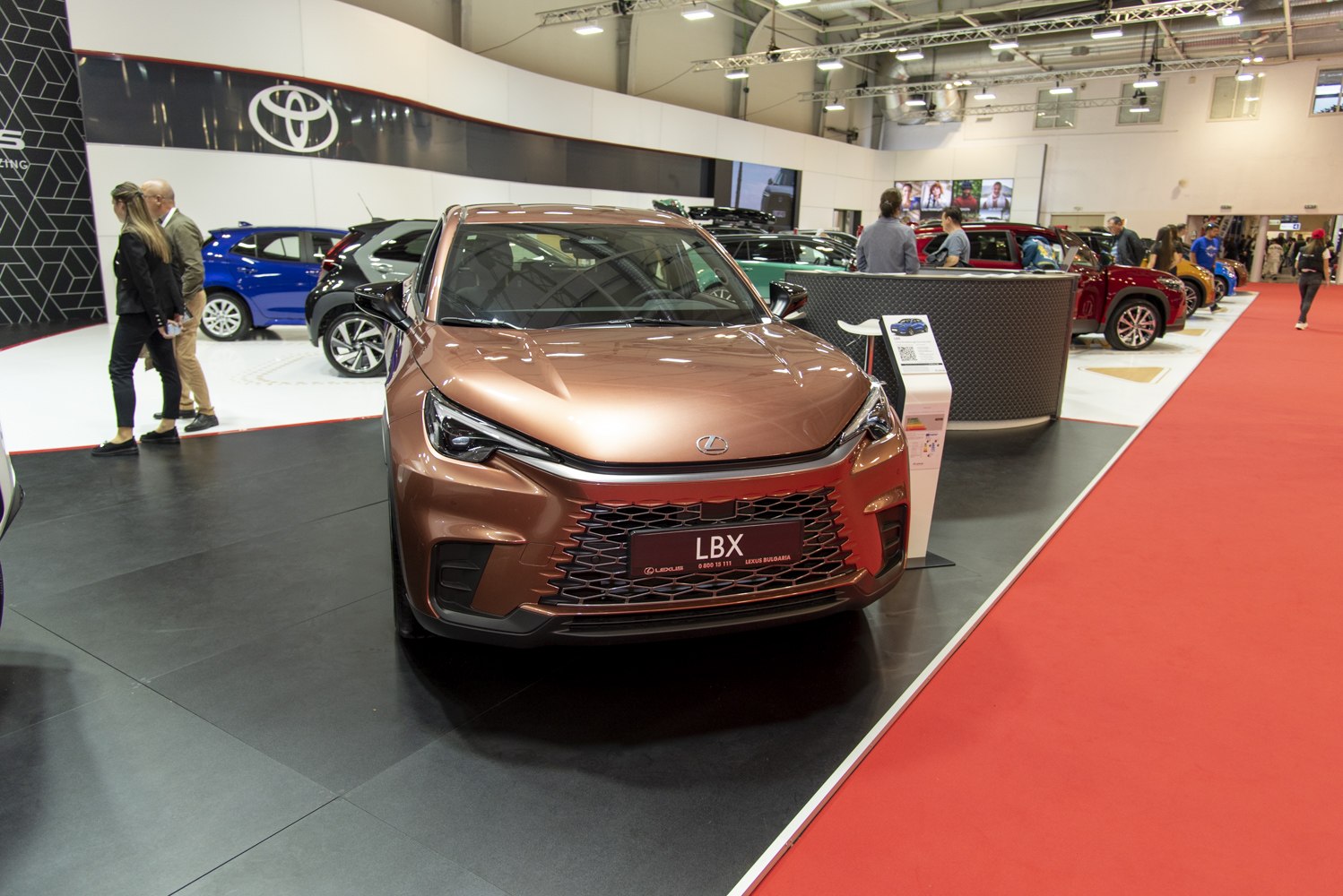 Front view of a modern SUV with aggressive grille and sleek headlights