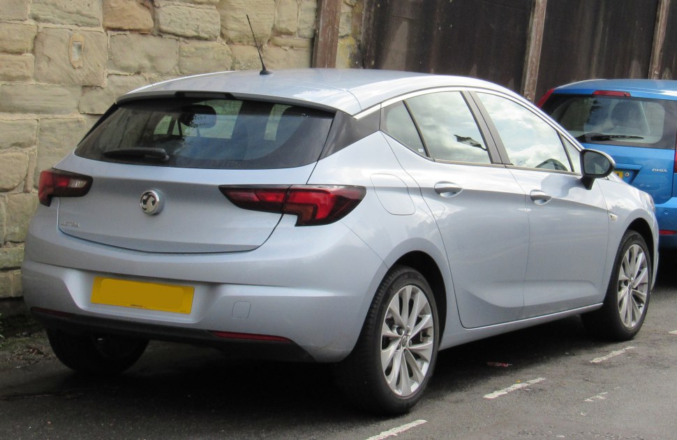Rear and side view of hatchback with distinctive tail lamps