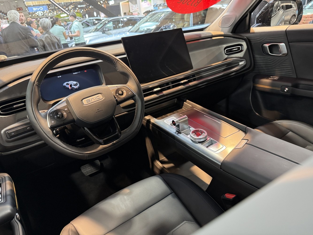 Digital dashboard, touchscreen display, rotary control knob center console interior