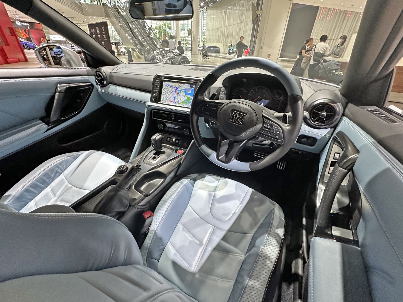 Sports seats and navigation display inside modern car interior