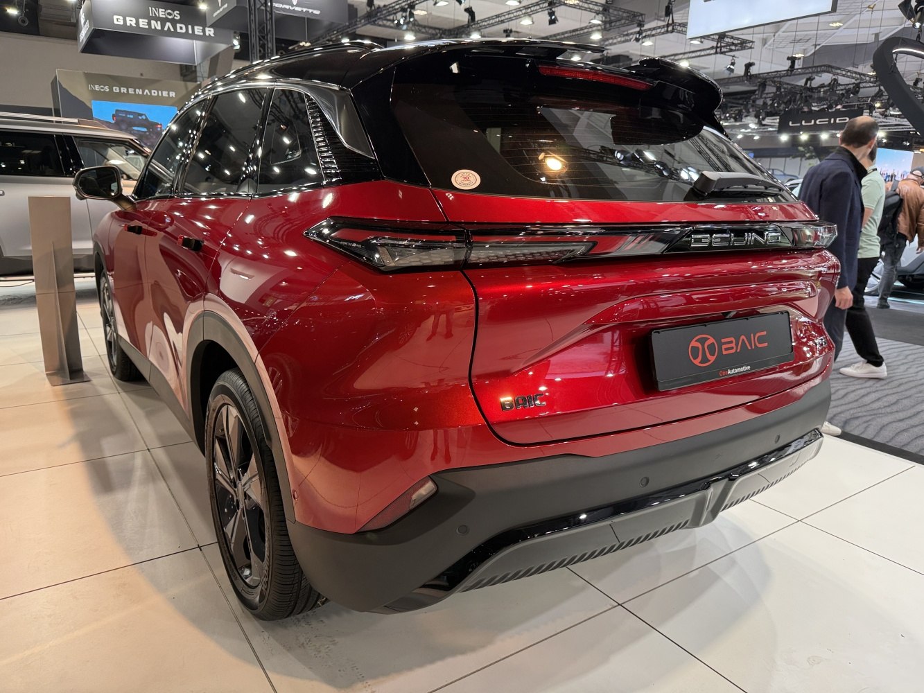 Sleek rear with modern tail lights and sporty black trim accents