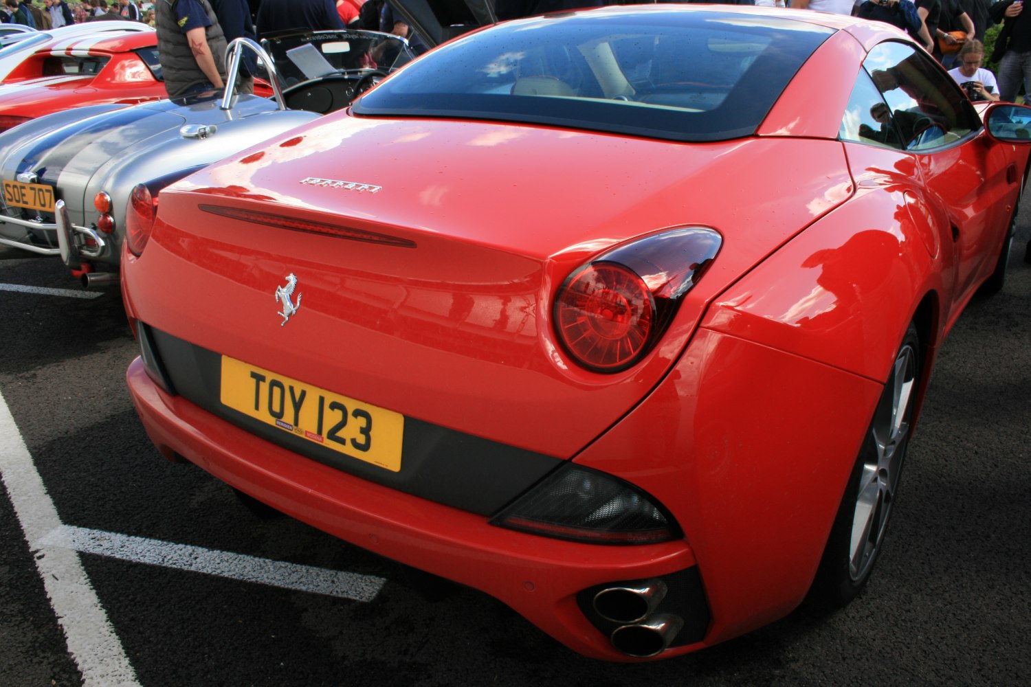 Close-up rear with round taillight and quad exhaust pipes